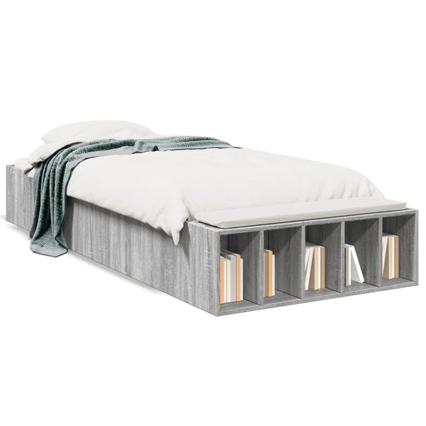 vidaXL Cadre de lit sans matelas sonoma gris 90x190 cm