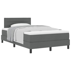 vidaXL Lit à ressorts avec matelas Gris foncé 120 x 190 cm tissu