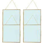 4 cadres en verre vintage - carré avec chaîne métallique - 20 x 20 cm