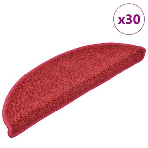 vidaXL Tapis d'escalier 30 pièces 56 x 17 x 3 cm Rouge Demi-rond