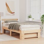 vidaXL Cadre de lit avec tête de lit Marron 90 x 200 cm Pin massif