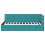 vidaXL Cadre de lit d'angle Turquoise 90 x 190 cm Velours