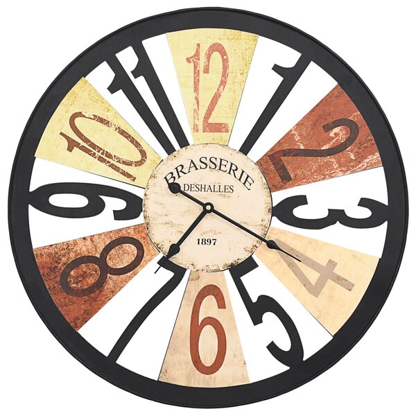 vidaXL Horloge murale Métal 60 cm Multicolore
