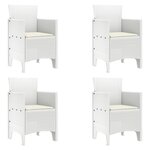 vidaXL Chaises de jardin avec coussins 4 Pièces Blanc Poly Rattan