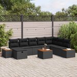 vidaXL Ensemble de canapé de jardin 9 Pièces Noir Poly rotin