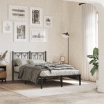vidaXL Cadre de lit métal avec tête de lit noir 120x190 cm