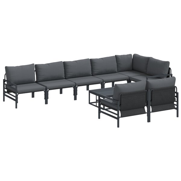 vidaXL Ensemble de canapé de jardin 9 Pièces Anthracite Acier