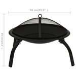 vidaXL Foyer et barbecue avec tisonnier 2 en 1 56x56x49 cm Acier