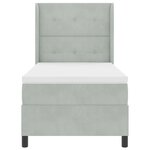 Lit Box Spring avec Matelas et Lumière LED Gris Clair 100x200 cm en Velours