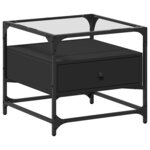 vidaXL Table basse avec dessus en verre noir 50x50x45 cm acier