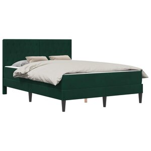 vidaXL Cadre de lit avec matelas Vert foncé 140 x 190 cm Velours