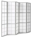 Paravent Shoji gris 5 panneaux en bois  Séparateur de pièce pliable