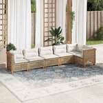 vidaXL Salon de jardin avec coussins 6 Pièces beige résine tressée