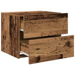 Cabinets de chevet vidaXL avec lumières LED 2 Pièces muraux en vieux bois