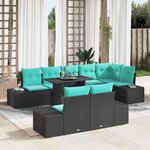 vidaXL Ensemble de canapé de jardin 9 Pièces Noir Poly rotin