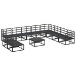 vidaXL Ensemble de canapé de jardin avec coussin 11 Pièces Noir Aluminium