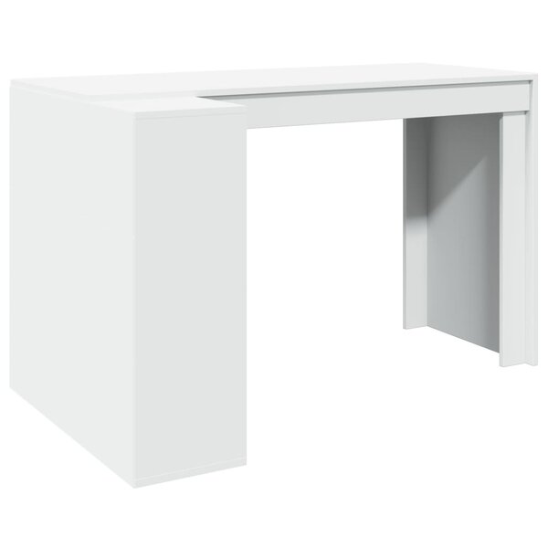 Bureau table poste de travail meuble d'ordinateur informatique étude 123 5 x 73 5 x 75 cm bois d'ingénierie blanc 02_0023509