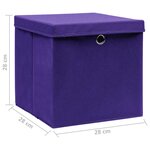 vidaXL Boîtes de rangement avec couvercles 10 Pièces 28x28x28 cm Violet