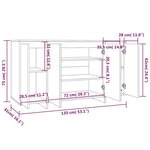 vidaXL Buffet blanc brillant 135x41x75 cm bois d'ingénierie