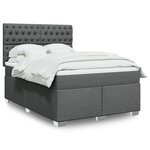 vidaXL Sommier à lattes de lit avec matelas Gris foncé 160x200cm Tissu