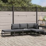 vidaXL Salon de jardin 5 Pièces avec coussins Gris Résine tressée