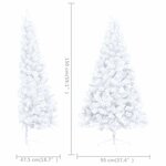 vidaXL Demi-arbre de Noël artificiel pré-éclairé et boules blanc 150cm
