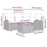 vidaXL Ensemble de Canapé de Jardin 5 Pièces avec Coussins Marron Rattan Poly