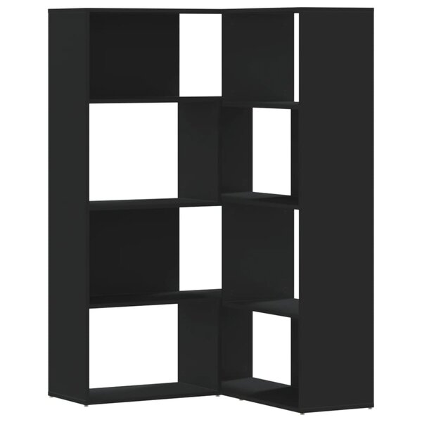 vidaXL Bibliothèque d'angle à 4 niveaux noir bois d'ingénierie