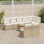 vidaXL Ensemble de canapé de jardin 9 Pièces Beige Poly rotin