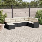 vidaXL Salon de jardin 8 Pièces avec coussins noir résine tressée