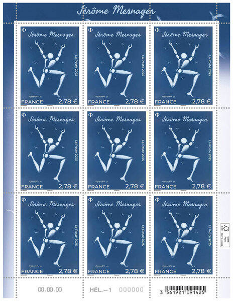 Feuille de 9 timbres - Jérôme Mesnager - Lettre verte