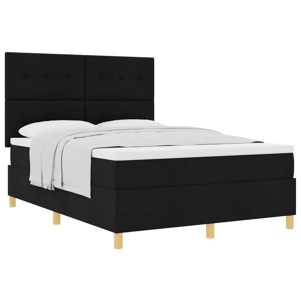 vidaXL Lit à ressorts avec tête de lit Noir 140 x 190 cm tissu