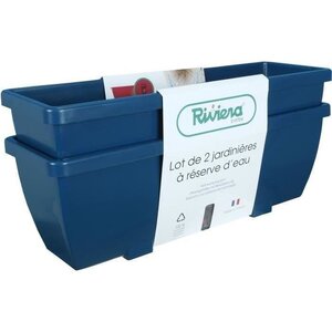Lot 2 jardinieres plastique bleu EVA 57 cm
