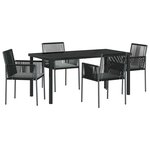 vidaXL Ensemble de salle à manger pour jardin 5 Pièces Noir Poly rotin