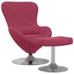 vidaXL Chaise œuf en velours rouge avec repose-pieds