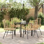 vidaXL Ensemble de salle à manger pour jardin 5 Pièces Marron polyrotin