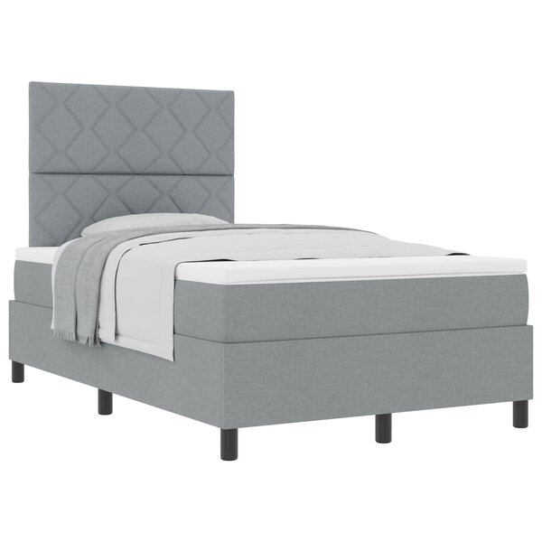vidaXL Lit à ressorts avec tête de lit Gris clair 120 x 190 cm tissu