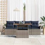 vidaXL Ensemble de canapé de jardin 5 Pièces gris et bleu marine