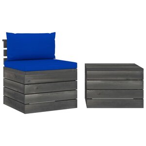vidaXL Salon palette de jardin 2 Pièces avec coussins Bois de pin massif