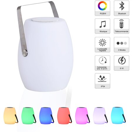 Homcom Enceinte Bluetooth portable lumineuse multicolore haut-parleur bluetooth sans fil LED 6 W télécommande incluse