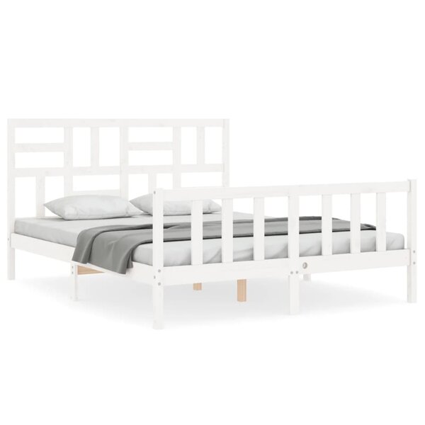 vidaXL Cadre de lit sans matelas blanc bois de pin massif