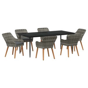 vidaXL Ensemble de salle à manger pour jardin 7 Pièces Gris polyrotin