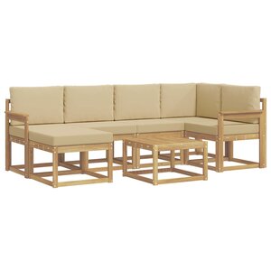 vidaXL Ensemble de canapés d'extérieur 7 pc Blanc et Beige