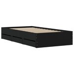 vidaXL Cadre de lit avec tiroirs noir 100x200 cm bois d'ingénierie