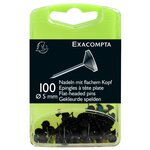 Boîte De 100 Épingles À Tête Plate Unie - Hauteur De Pointe 8mm - 5mm De Diamètre - Noir - Exacompta