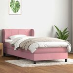 vidaXL Sommier à lattes de lit avec matelas rose 100x220 cm velours