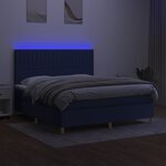 vidaXL Sommier à lattes de lit et matelas et LED Bleu 180x200 cm Tissu