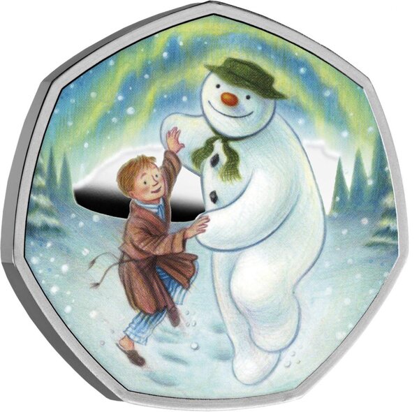 Pièce de monnaie en Argent 50 Pence g 8 Millésime 2023 Winter Tale Snowman SNOWMAN