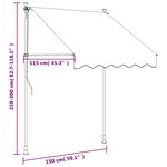 vidaXL Auvent rétractable crème 150x150 m tissu et acier