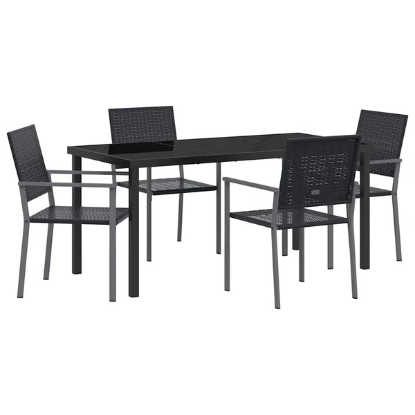 vidaXL Ensemble de salle à manger pour jardin 5 Pièces Noir Poly rotin